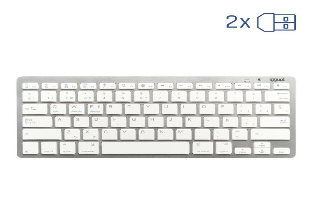 iggual Teclado Bluetooth Slim TKL-BT plata 2 canal