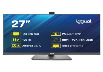 iggual Monitor 27" 120Hz 1ms HDMI VGA MM AA webcam