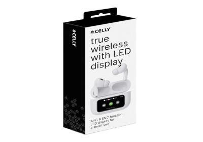 Celly Auricular TWS IN-EAR LED Display Blanco