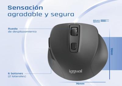 iggual Ratón inalámbrico ERGO-SILENT-6D 1600DPI